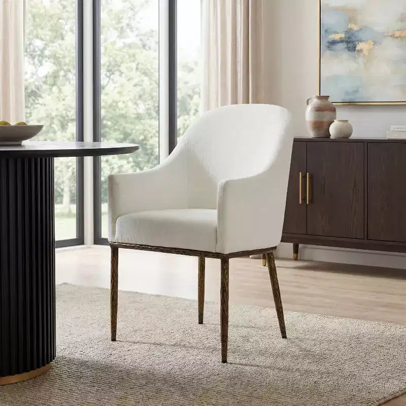 Christopher Knight Home Chanin Modern Iron Upholstered Dining Chair with Forged Pewter Metal Legs