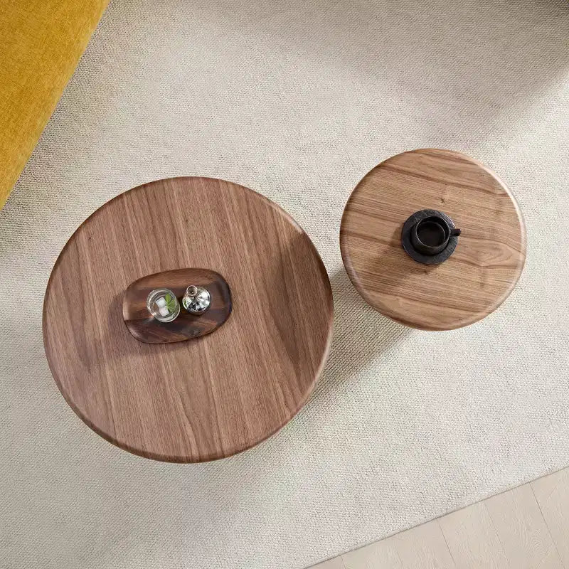 GDFStudio Aimee 2-Piece Modern Round Wood Coffee Table Set