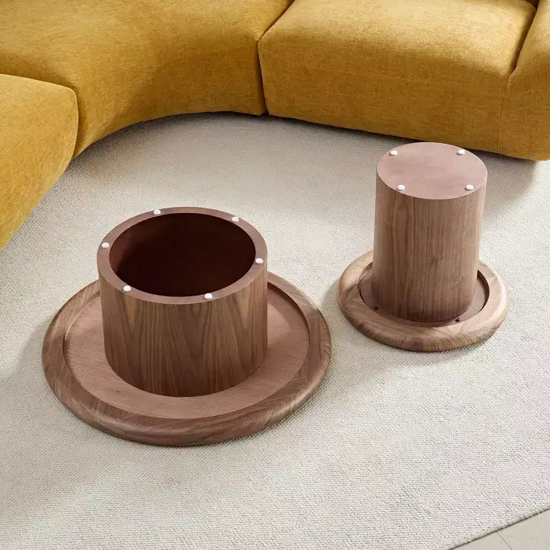 GDFStudio Aimee 2-Piece Modern Round Wood Coffee Table Set