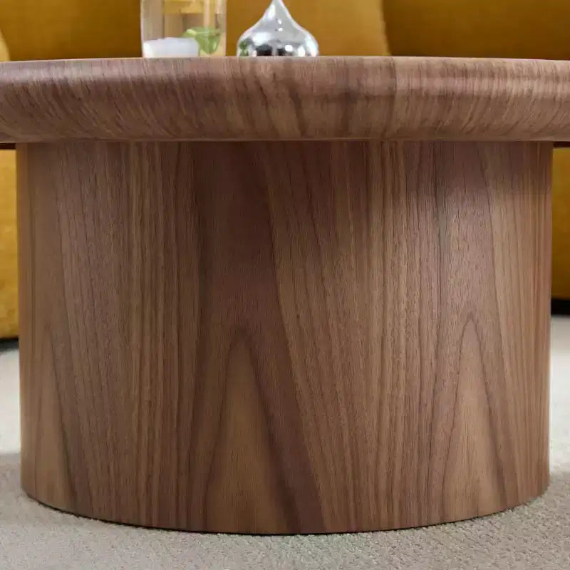 GDFStudio Aimee 2-Piece Modern Round Wood Coffee Table Set