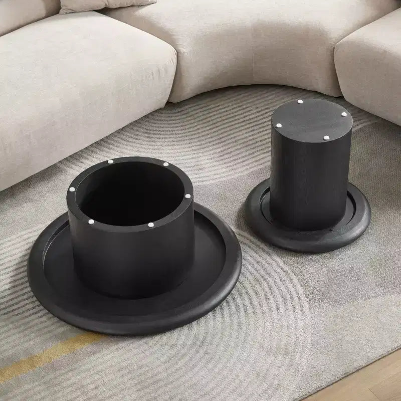 GDFStudio Aimee 2-Piece Modern Round Wood Coffee Table Set