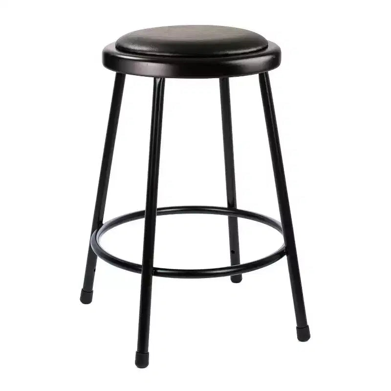 Hampden Furnishings 2pk 24" Heavy Duty Vinyl Padded Counter Height Barstool Black: Round Seat, Steel Frame, No Assembly Required