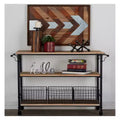 Metal and Wood Rolling Utility Cart Brown - Olivia & May: 3-Tier Storage, Basket Drawers, Indoor Use