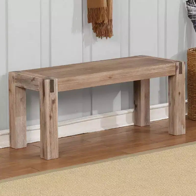 40 Woodstock Acacia Wood with Metal Inset Wide Bench Brushed Driftwood - Alaterre Furniture
