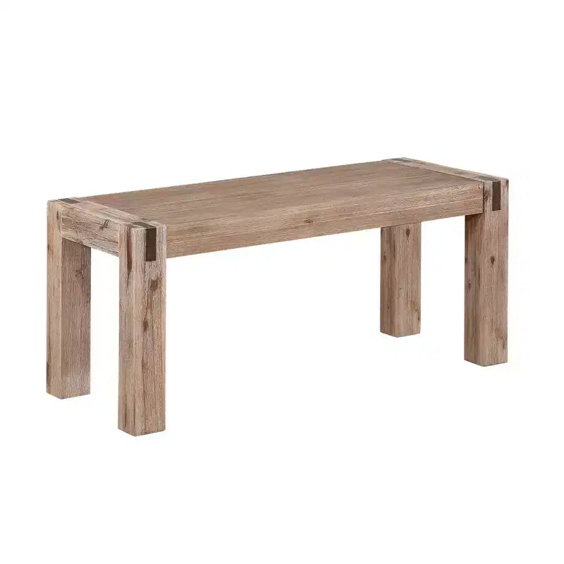 40 Woodstock Acacia Wood with Metal Inset Wide Bench Brushed Driftwood - Alaterre Furniture