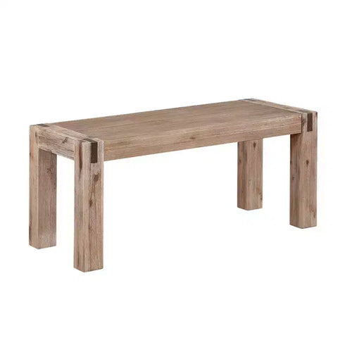 40 Woodstock Acacia Wood with Metal Inset Wide Bench Brushed Driftwood - Alaterre Furniture
