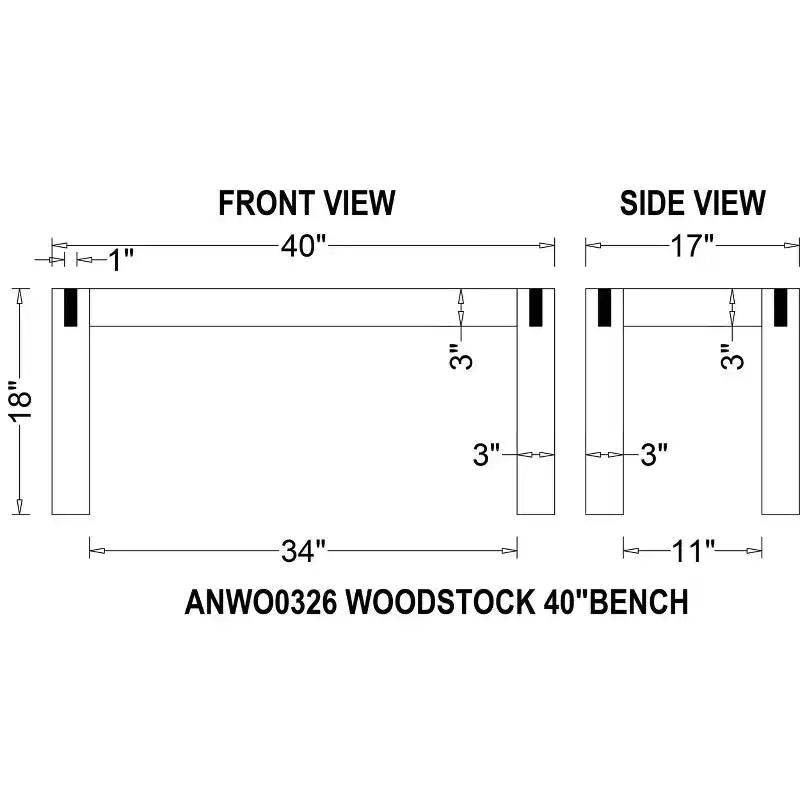 40 Woodstock Acacia Wood with Metal Inset Wide Bench Brushed Driftwood - Alaterre Furniture