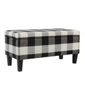 Large Decorative Storage Bench Black Plaid - HomePop: Upholstered Ottoman for Bedroom & Entryway