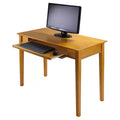Studio Computer Desk Honey Brown - Winsome: Solid Wood, Pull-Out Tray, Luxury & Glam Style