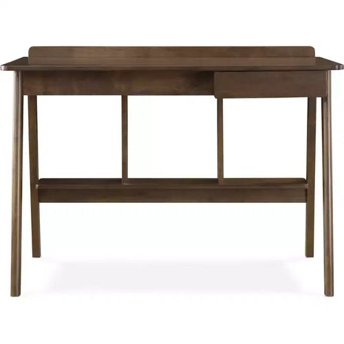 Darren Writing Desk Brown - Finch: Rubberwood Frame, MDF Surface, 43.3" Compact Computer Desk with Storage Drawer