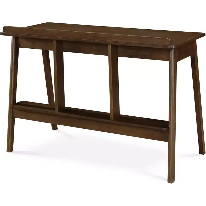 Darren Writing Desk Brown - Finch: Rubberwood Frame, MDF Surface, 43.3" Compact Computer Desk with Storage Drawer