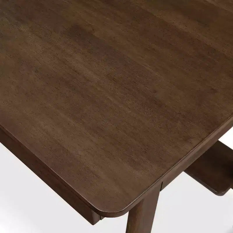 Darren Writing Desk Brown - Finch: Rubberwood Frame, MDF Surface, 43.3" Compact Computer Desk with Storage Drawer