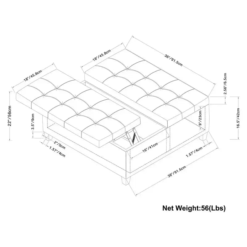 36 Elliot Coffee Table Storage Ottoman - WyndenHall
